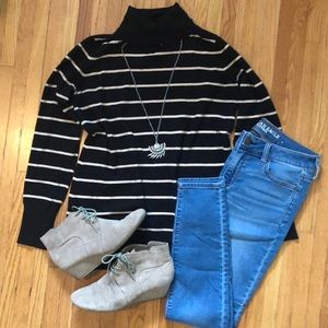 Stitch Fix - Black/Cream Stripe Turtleneck